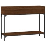 Table console chêne marron 100x30,5x75 cm bois d'ingénierie – Image 4