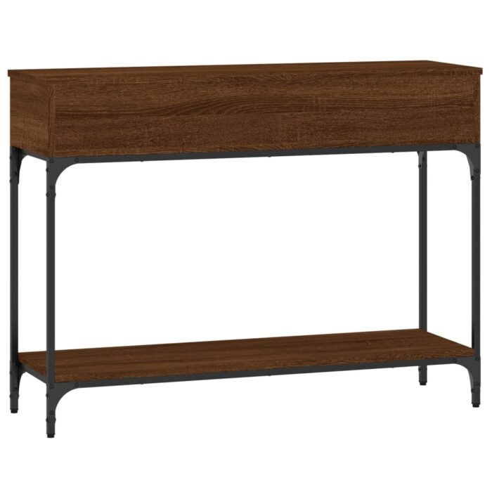 Table console chêne marron 100x30,5x75 cm bois d'ingénierie – Image 4