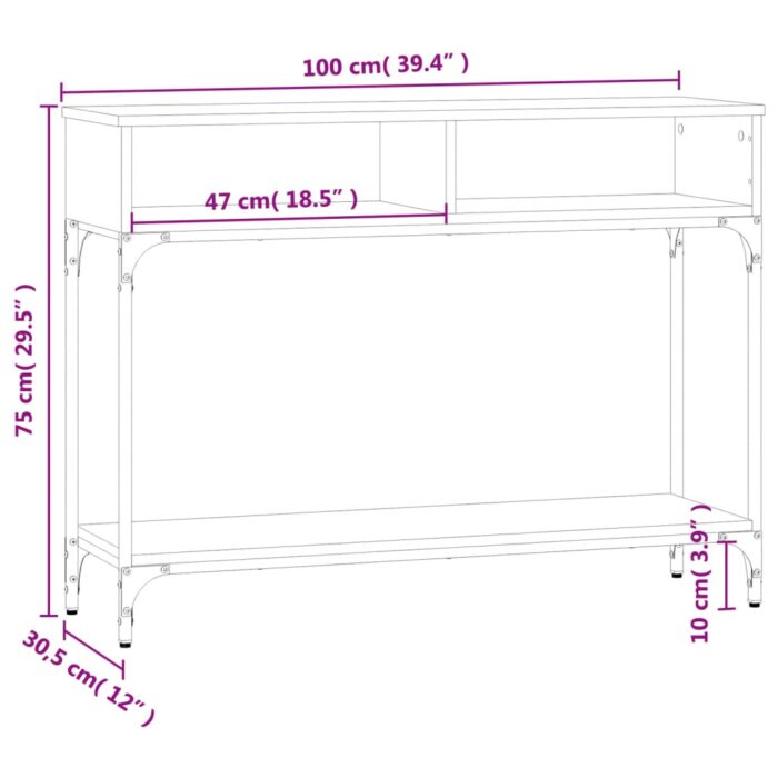 Table console chêne marron 100x30,5x75 cm bois d'ingénierie – Image 7