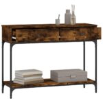 Table console chêne fumé 100x34,5x75 cm bois d'ingénierie – Image 2