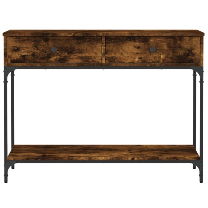 Table console chêne fumé 100x34,5x75 cm bois d'ingénierie – Image 4