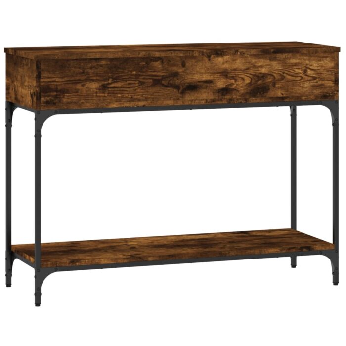 Table console chêne fumé 100x34,5x75 cm bois d'ingénierie – Image 5