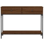 Table console chêne marron 100x34,5x75 cm bois d'ingénierie – Image 4
