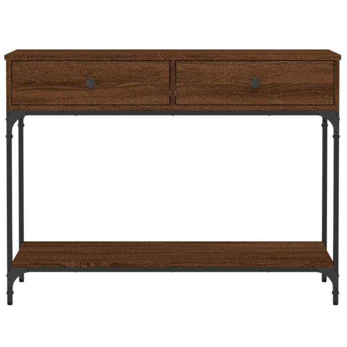 Table console chêne marron 100x34,5x75 cm bois d'ingénierie – Image 4