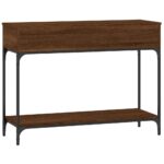 Table console chêne marron 100x34,5x75 cm bois d'ingénierie – Image 5