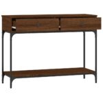 Table console chêne marron 100x34,5x75 cm bois d'ingénierie – Image 6