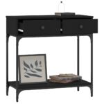 Table console noir 75x34,5x75 cm bois d'ingénierie – Image 2