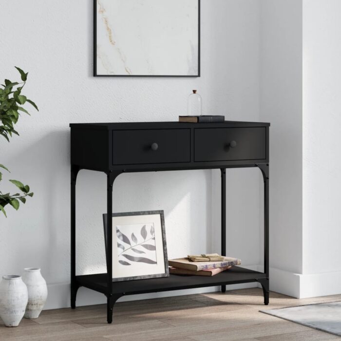 Table console noir 75x34,5x75 cm bois d'ingénierie – Image 1