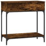 Table console chêne fumé 75x34,5x75 cm bois d'ingénierie – Image 5