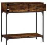 Table console chêne fumé 75x34,5x75 cm bois d'ingénierie – Image 6