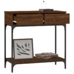 Table console chêne marron 75x34,5x75 cm bois d'ingénierie – Image 2