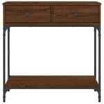 Table console chêne marron 75x34,5x75 cm bois d'ingénierie – Image 4