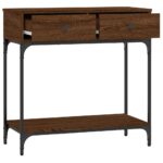 Table console chêne marron 75x34,5x75 cm bois d'ingénierie – Image 6