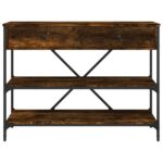 Table console avec tiroirs et étagères chêne fumé – Image 4