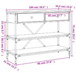 Table console avec tiroirs et étagères chêne fumé – Image 9