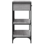 Table console avec tiroirs et étagères gris bois d'ingénierie – Image 5