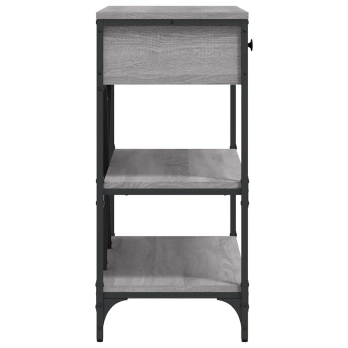 Table console avec tiroirs et étagères gris bois d'ingénierie – Image 5