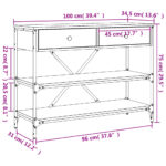 Table console avec tiroirs et étagères gris bois d'ingénierie – Image 9