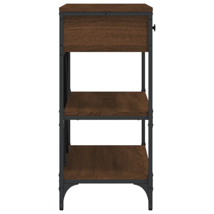 Table console avec tiroirs et étagères chêne marron – Image 5