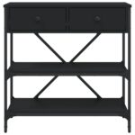 Table console noir 75x34,5x75 cm bois d'ingénierie – Image 3