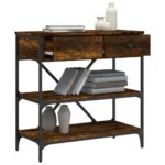 Table console chêne fumé 75x34,5x75 cm bois d'ingénierie – Image 2