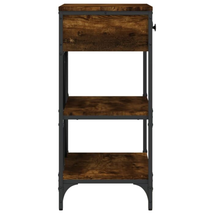 Table console chêne fumé 75x34,5x75 cm bois d'ingénierie – Image 4
