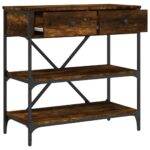 Table console chêne fumé 75x34,5x75 cm bois d'ingénierie – Image 6