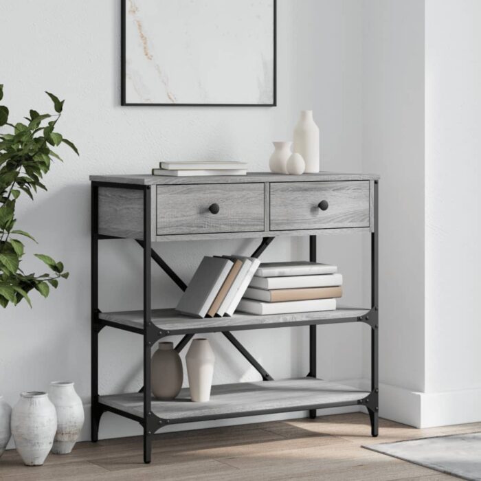 Table console sonoma gris 75x34,5x75 cm bois d'ingénierie – Image 1