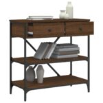 Table console chêne marron 75x34,5x75 cm bois d'ingénierie – Image 2