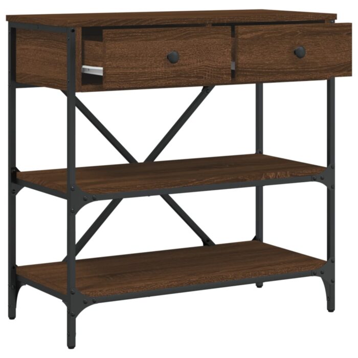 Table console chêne marron 75x34,5x75 cm bois d'ingénierie – Image 6