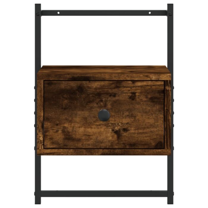 Table de chevet murale chêne fumé 35x30x51 cm cm – Image 3