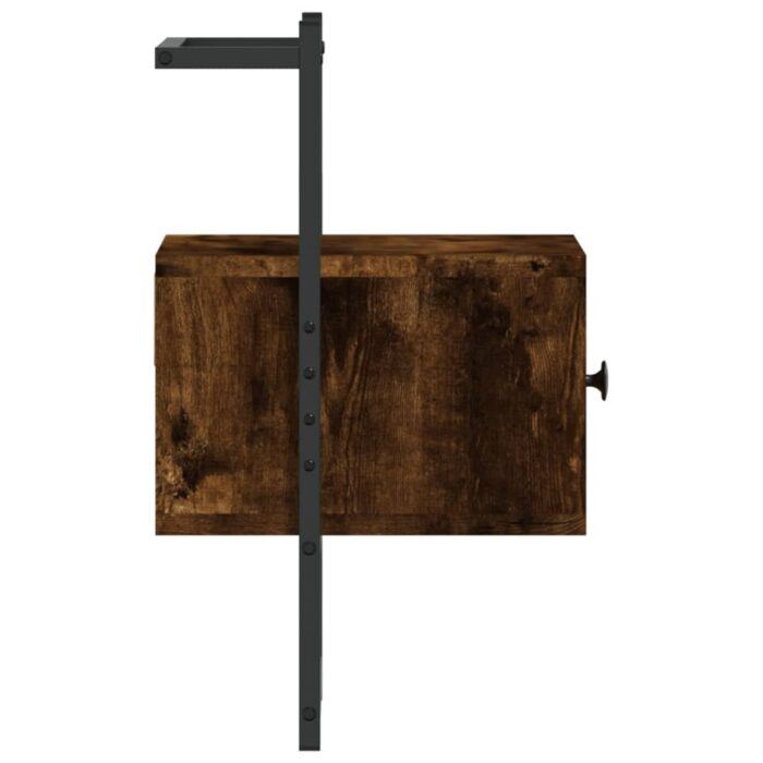 Table de chevet murale chêne fumé 35x30x51 cm cm – Image 4