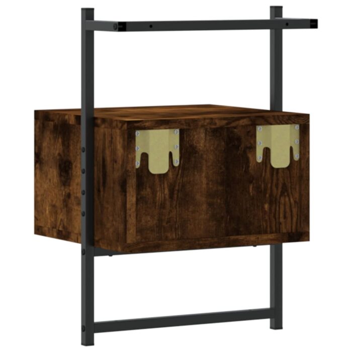 Table de chevet murale chêne fumé 35x30x51 cm cm – Image 5