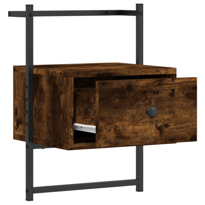 Table de chevet murale chêne fumé 35x30x51 cm cm – Image 6