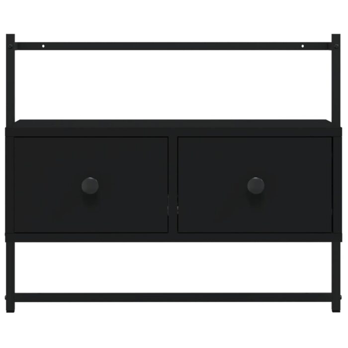 Meuble TV mural noir 60,5x30x51 cm bois d'ingénierie – Image 4