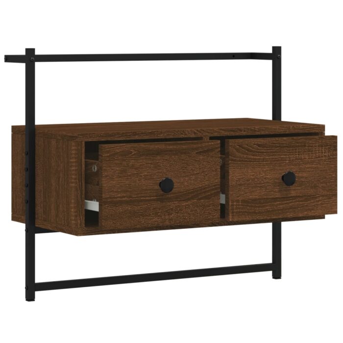 Meuble TV mural chêne marron 60,5x30x51 cm bois d'ingénierie – Image 3