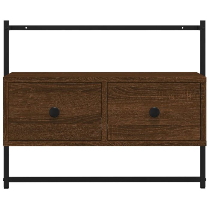 Meuble TV mural chêne marron 60,5x30x51 cm bois d'ingénierie – Image 4