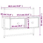 Meuble TV mural chêne marron 60,5x30x51 cm bois d'ingénierie – Image 7