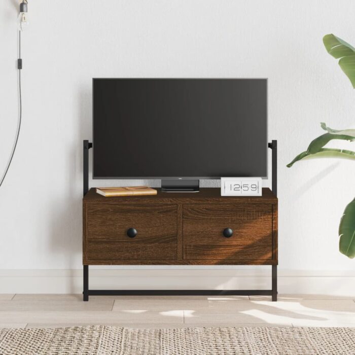 Meuble TV mural chêne marron 60,5x30x51 cm bois d'ingénierie – Image 1