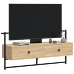 Meuble TV mural chêne sonoma 100,5x30x51 cm bois d'ingénierie – Image 2
