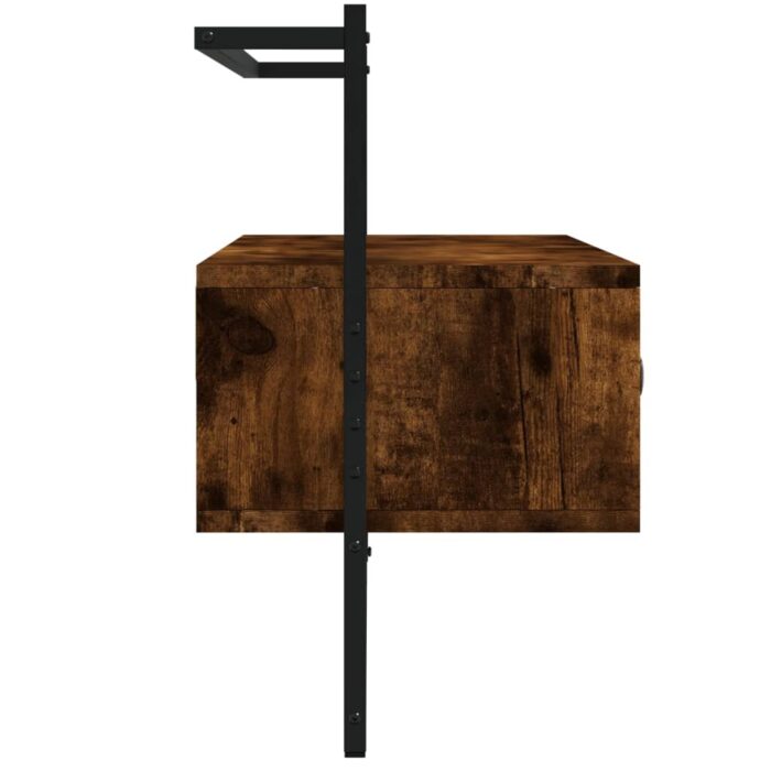Meuble TV mural chêne fumé 100,5x30x51 cm bois d'ingénierie – Image 3