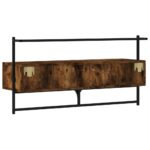 Meuble TV mural chêne fumé 100,5x30x51 cm bois d'ingénierie – Image 6