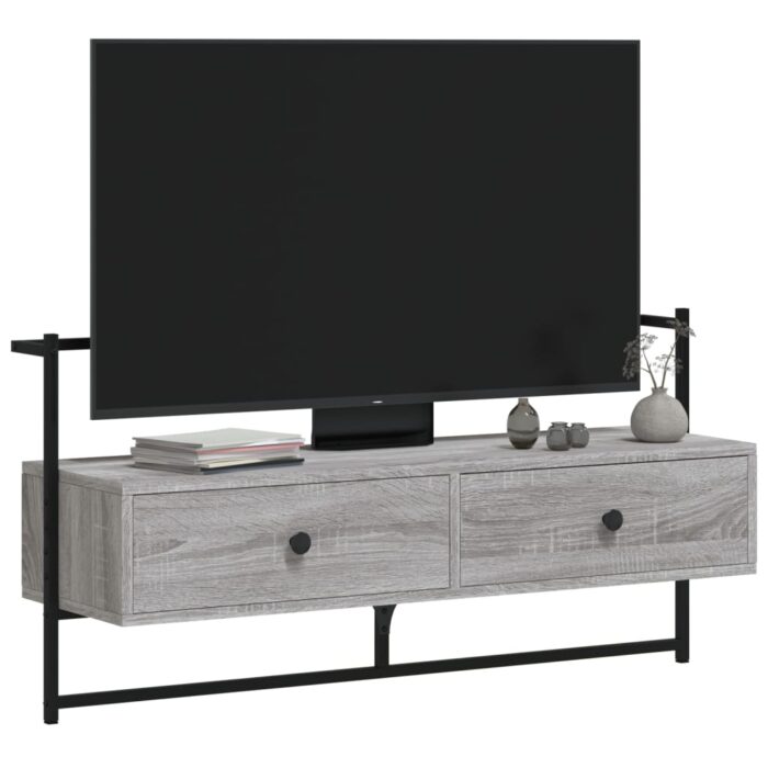 Meuble TV mural sonoma gris 100,5x30x51 cm bois d'ingénierie – Image 2