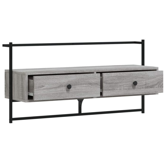 Meuble TV mural sonoma gris 100,5x30x51 cm bois d'ingénierie – Image 4