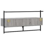 Meuble TV mural sonoma gris 100,5x30x51 cm bois d'ingénierie – Image 6