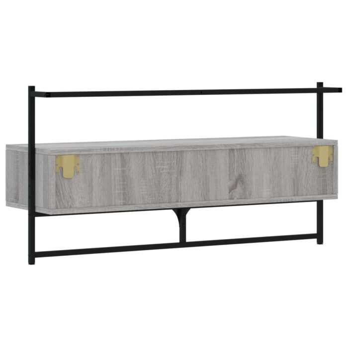 Meuble TV mural sonoma gris 100,5x30x51 cm bois d'ingénierie – Image 6