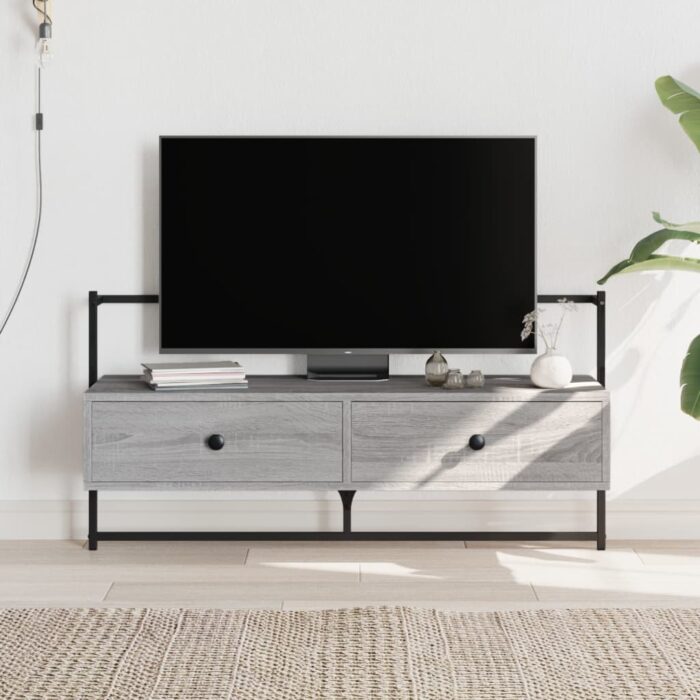 Meuble TV mural sonoma gris 100,5x30x51 cm bois d'ingénierie – Image 1