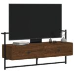 Meuble TV mural chêne marron 100,5x30x51 cm bois d'ingénierie – Image 2