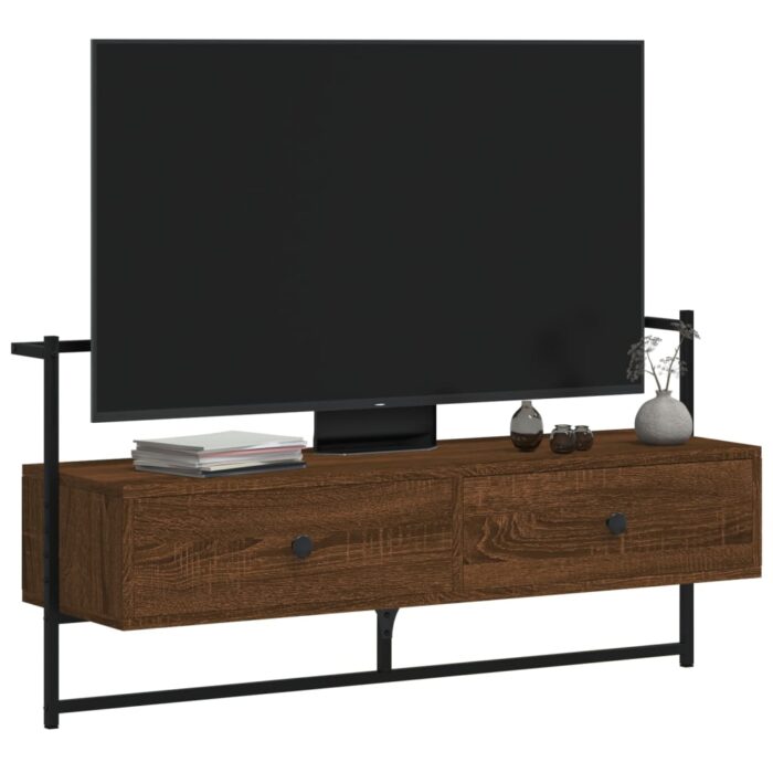Meuble TV mural chêne marron 100,5x30x51 cm bois d'ingénierie – Image 2