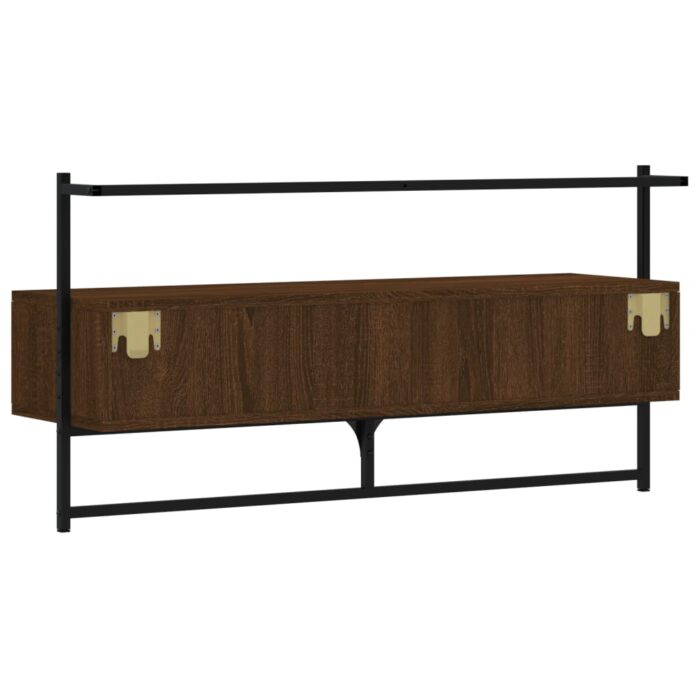 Meuble TV mural chêne marron 100,5x30x51 cm bois d'ingénierie – Image 6